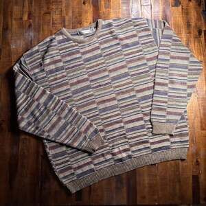 Vintage Shenandoah Mens 2XL Cotton Knit Crewneck Long Sleeve Striped Sweater